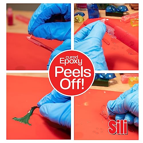 Sili 7 Piece Epoxy/Resin Complete Mixing Kit Featuring The Red Silicone Mat for Jewelry Making • Woodworking • Pen Blank Mixing and General Epoxy Sili