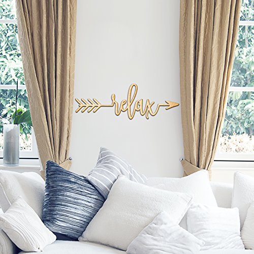 Relax Right Arrow Wood Sign Home Decor Wall Art Hanging Rustic Unfinished 24" x 8" Woodums