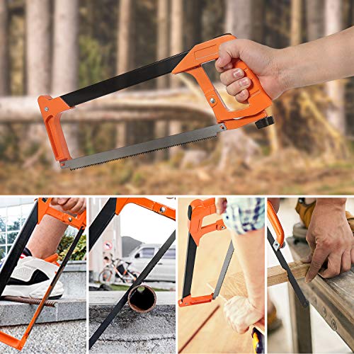 Hacksaw Set, Steel Saw 12 inch with Replaceable Saw Blades and Metal Miter, 3pcs Handsaws (Hacksaw Frame, Mini Hacksaw, Junior Hacksaw) for Wood REALIJE