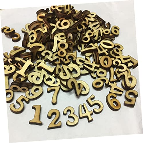 SEWOART 100pcs Pieces DIY Wooden Number Unfinished Crafts Numbers Wood Letters Wooden Number Chips Wood Number Cutouts Wedding Blank Puzzle Wooden SEWOART