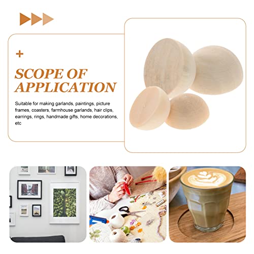 Yardwe 200pcs Wooden Hemisphere Unfinished Spacer Beads Half Craft Balls White Spray Paint Wood Unfinished Wood Beads Wood Rings for Crafts Lotus Yardwe