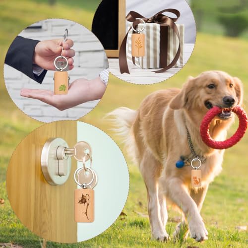 OTYMIOW 30PCS Wooden Keychain Blanks Unfinished Wood Keychain Blanksd Key Ring Key Tag Wood Engraving Blank Wooden Keychains Wood Blanks Key Chain OTYMIOW
