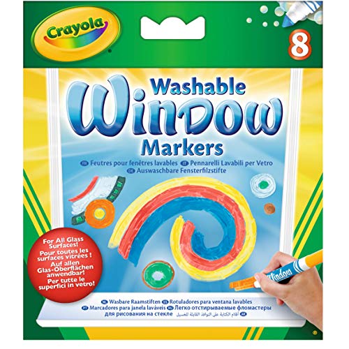 Crayola Window Markers (8 Count), Washable Window Markers for Kids, Works On Glass Surfaces, Fun Gifts for Kids Crayola