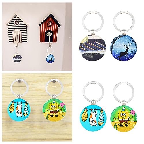 Oungy 50PCS Wooden Keychain Blanks Unfinished Round Wood Keychain Blanks Wooden Key Chain Bulk for Engraving Personalized DIY Gift Crafts Oungy