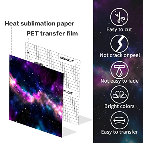 WOWOCUT Infusible Transfer Ink Sheets,10 Pack 12"X12" Aurora Heat Press Transfer Paper, Sublimation Ink Sheet for Cricut Machine, DIY WOWOCUT
