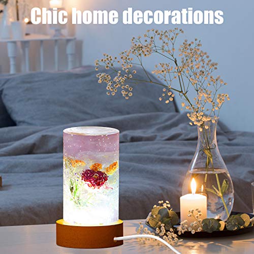 Resin Cylinder Silicone Light Mold Set, Include Cylinder Light Mold and USB Powered Wooden Lighted Base Stand for Lamp DIY Desktop Ornaments Table Honoson