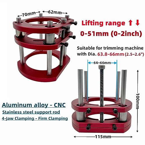 Router Lift Base, Aluminum Alloy Stainless Steel 4 Jaw Clamping Router Table Lifting System Base for Small Trimming Machines Walfront