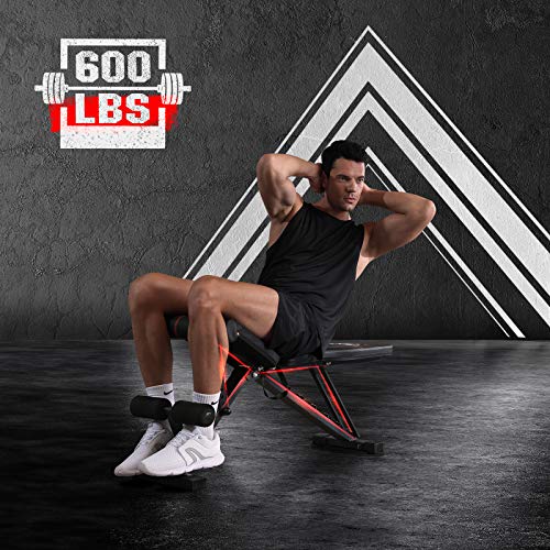 FLYBIRD Adjustable Bench,Utility Weight Bench for Full Body Workout- Multi-Purpose Foldable Incline Bench (Black) FLYBIRD