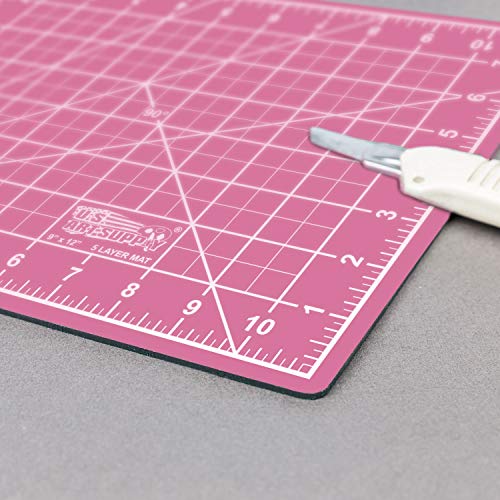US Art Supply 9" x 12" Pink/Blue Professional Self Healing 5-Ply Double Sided Durable Non-Slip Cutting Mat Great for Scrapbooking, Quilting, Sewing U.S. Art Supply