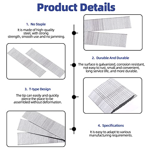 Glarks 5000Pcs 18 Gauge Galvanized 5/8 inch Brad Nails Straight Finishing Nails for Electric Pneumatic Brad Nailer Gun, Molding Cabinetry Building Glarks