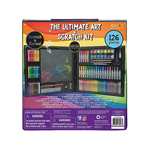 Art 101 Budding Artist Ultimate Art and Scratch Art Kit, Assorted Colors, 126 Pieces (30126) Art 101 USA