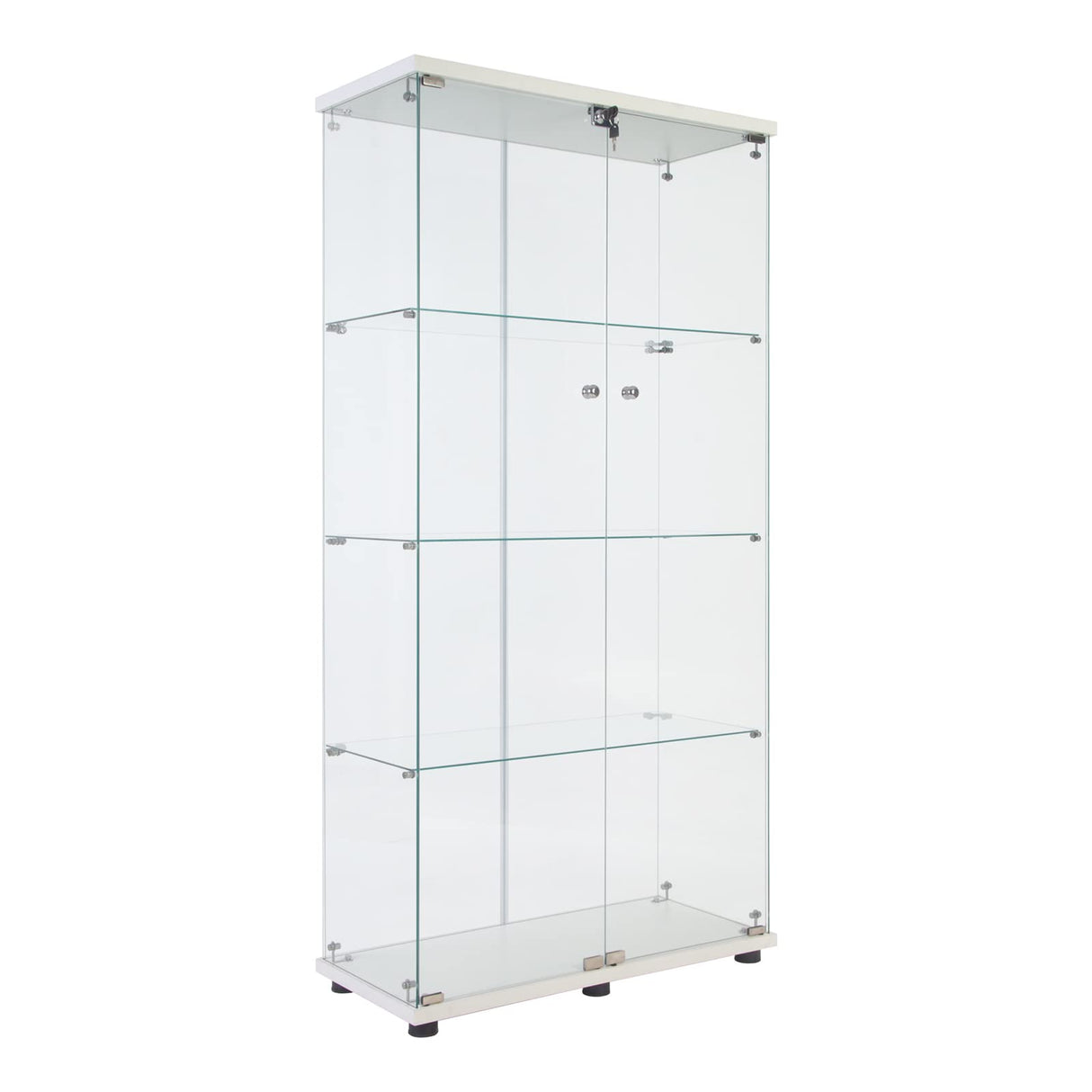 Zipzop Contemporary 64.5'' 4-Shelf Glass Display Cabinet with Two Doors in Upgrade White Zipzop