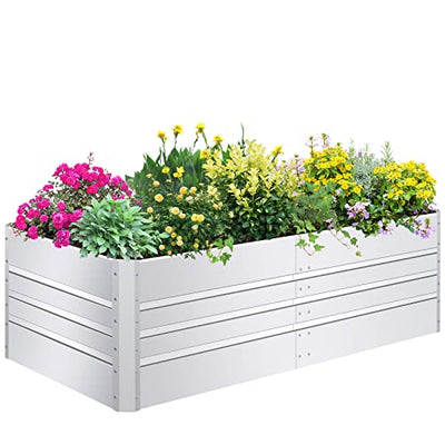 SnugNiture Galvanized Raised Garden Bed 8x4x2FT Outdoor Large Metal Planter Box Steel Kit for Planting Vegetables, Flowers
