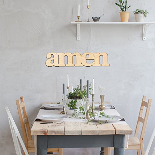 Amen Wood Sign Home Decor Gallery Wall Art Unfinished GIA 12" x 3" Woodums