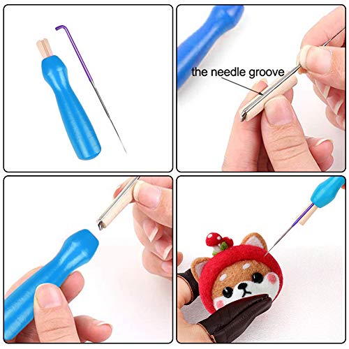 BAGERLA 1 Set Animal Wool Needle Felting Kit, Needle Felting Beginner Kits with Instructions and Needle Felting Basic Tools, Needles, Finger Cots, BAGERLA