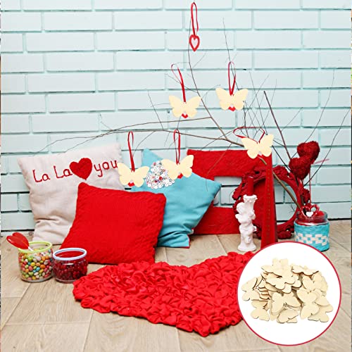 TINKSKY 50pcs Wooden Butterfly Shapes Craft Blank, Natural Unfinished Cutout Shape Wooden Butterfly, Christmas, Wedding, Guestbook, Decoupage Family TINKSKY