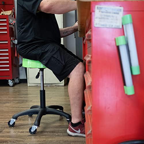 OEMTOOLS 24956 Heavy Duty Pneumatic Rolling Stool, Garage Stool with Wheels, Shop Stool on Wheels, Adjustable Height Stool, Rolling Work Seat, OEMTOOLS