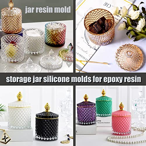 ZQYSING Storage Jar Resin Molds, Large Jar Silicone Molds with Lids Jewelry Trinket Storage Container Vase Box Molds for Epoxy Resin Casting Home ZQYSING