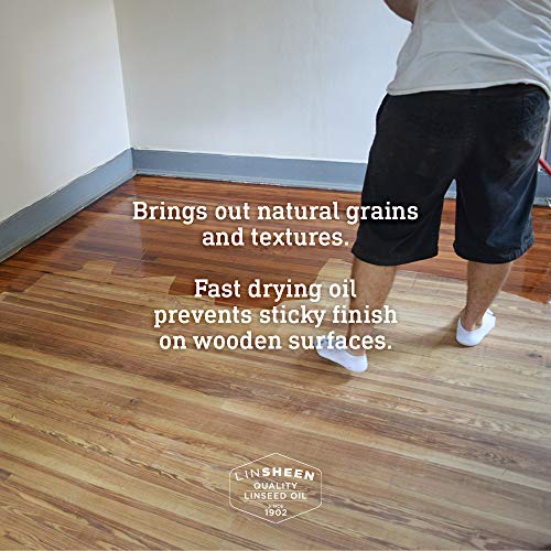 LinSheen Boiled Linseed Oil – Fast Drying Flaxseed Wood Treatment to Rejuvenate and Restore Outdoor and Indoor Wood Furniture, Floors and Sports LinSheen