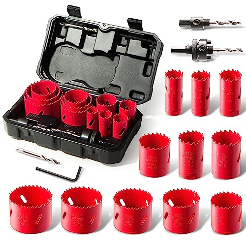 Bi-Metal Hole Saw Kit, HYCHIKA 17 Pcs High Speed Steel 3/4" to 2-1/2" Hole Saw Set in Case with Mandrels, Hole Saw Bit, Hole Saw for Thin Metal, Hard HYCHIKA BETTER TOOLS FOR BETTER LIFE