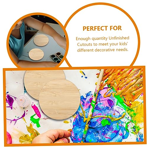 Tofficu 10pcs Round Bamboo Unfinished Circle Premium Unfinished Slices Painting Circle Unfinished Bamboo Chips Bamboo Slices DIY Hanging Tags Kids Tofficu