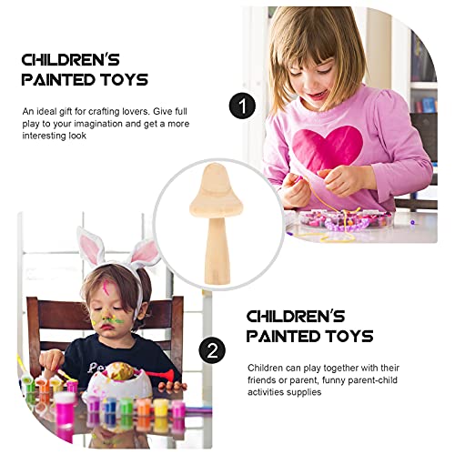 PartyKindom 6 Pcs DIY Wooden Ornaments Wooden Toys House Decorations for Home Kids playset Mushroom Statute DIY Painting Wooden Ornament Mini PartyKindom