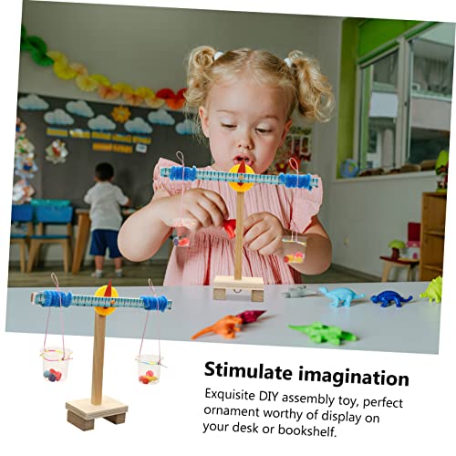 Vaguelly 1 Set Scale Model Earth Balance Educational Balancing Toy Balance Scale Counting Game DIY Educational Model Kit Mini Toy Wood Toy Kids Vaguelly