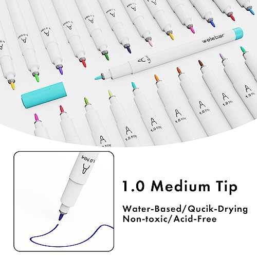 Welebar 1.0 Tip Medium Point Pens for Cricut Joy/Xtra, 36 Pack Assorted Marker Pens for Drawing, Writing, Compatible with Cricut Joy Machines Welebar