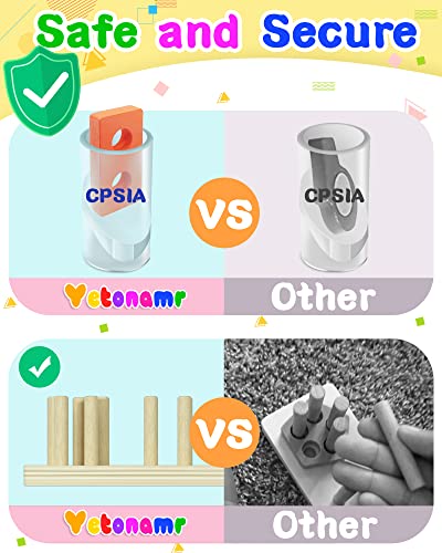 Yetonamr Montessori Toys for 1 2 3 Years Old Boys Girls Birthday Gifts, Wooden Sensory Toys for 2-4 Toddlers Kids Baby, Christmas Stocking Stuffers Yetonamr