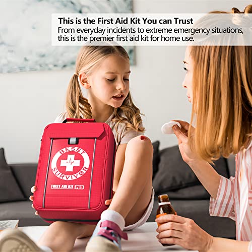Comprehensive First Aid Kits -Labeled Compartments Trauma Kits, Compact Emergency Kits for Car, Boats, Camping, Hurricanes and Outdoor Emergencies, Besst Survivor