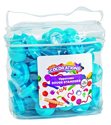 Colorations Alphabet Dough Stampers Set, Uppercase Letters – Set of 26 Letter Stamps, Fun ABC Learning Tool for Toddlers, Ideal for Classroom and Colorations