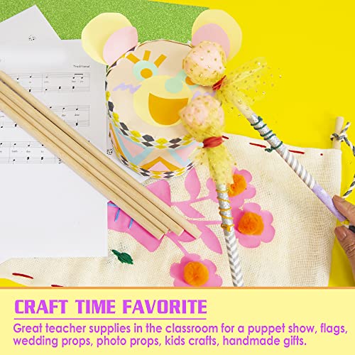 BAZIC Wooden Dowel Rods Wood Sticks, 3/8" x 12" Round Natural Color Hardwood Stick, Unfinished Wood for Crafts Lollipops Cake Support (6/Pack), Bazic Products