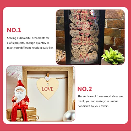 Abaodam 200PCS Wood Heart Cutouts with 10M Ropes Unfinished DIY Wooden Heart Crafts Valentine Heart Hanging Ornaments Abaodam