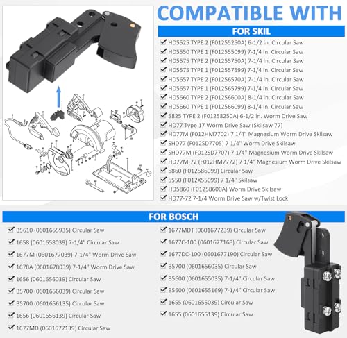 EAGLEGGO SW77 Trigger Switch Replacement Part for Replaces Skil Bosch Circular Saw 2610321608 HD77 or HD77M, Ryobi & Ridgid 760245002 Electric Saw EAGLEGGO