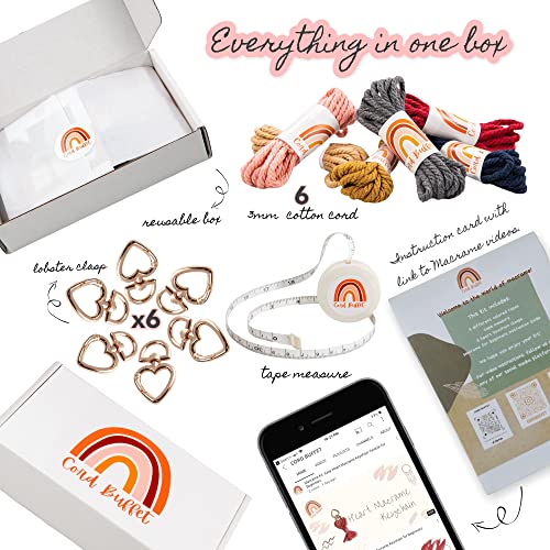 Macrame Kits for Adults Beginners,DIY Macrame Kit for Beginners,Macrame Starter Kit,Macrame Keychain Kit,Adults Macrame Supplies Craft Kit,Macrame WoodArtSupply