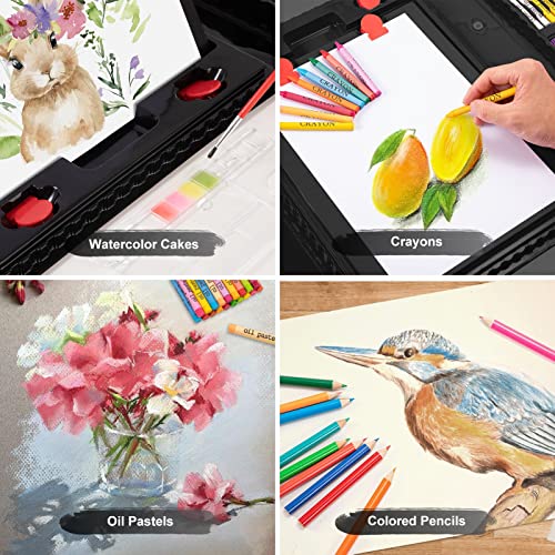 Art Supplies, 272 Pack Art Set Drawing Kit for Girls Boys Teens Artist, Deluxe Gift Art Box with Trifold Easel, Origami Paper, Coloring Book, Drawing POPYOLA