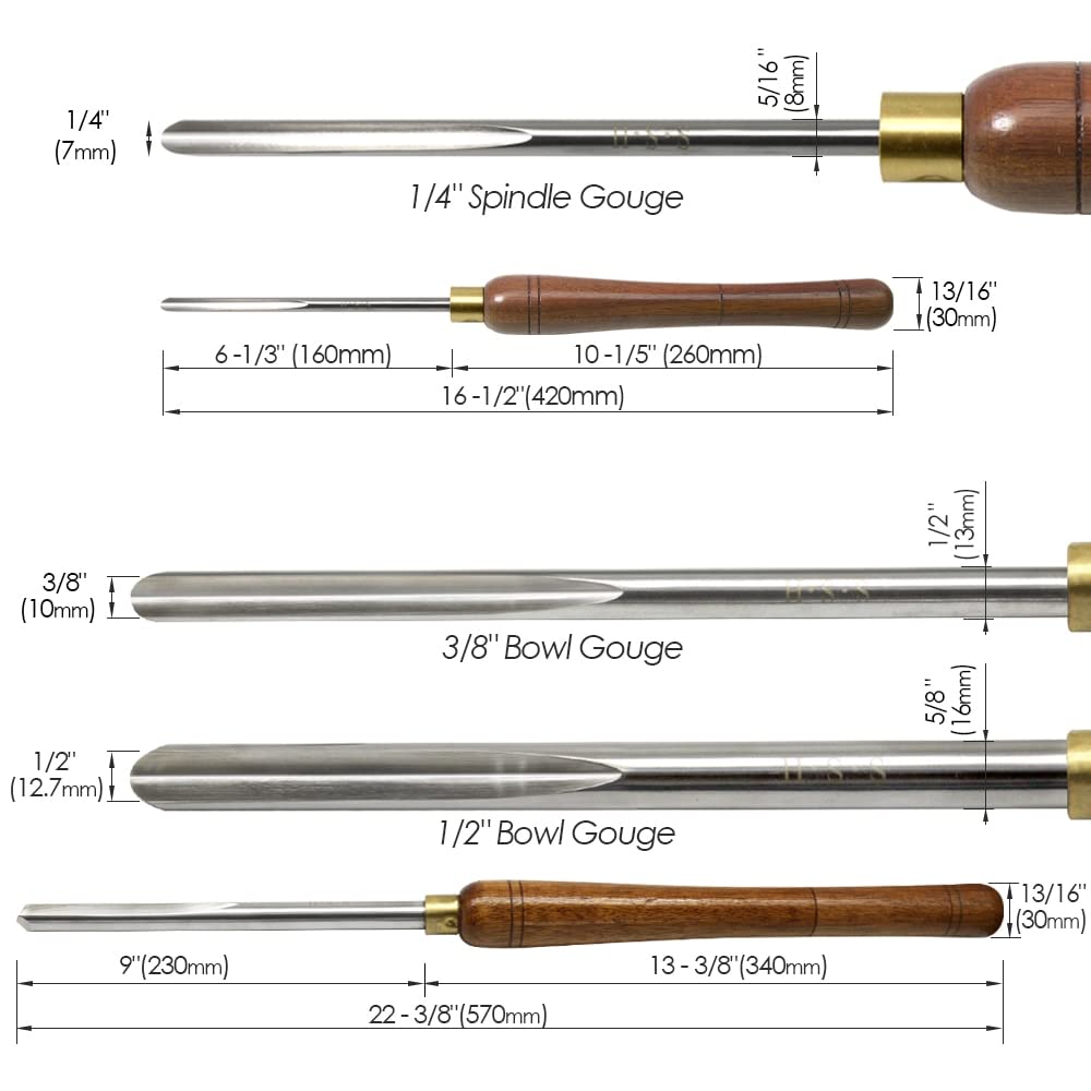 Wood Carving Gouge, Bowl Gouge HSS Woodturning Tools 1/2" & 3/8" V-shaped Flute Woodworking Spindle Roughing Turning Chisels For Wood Lathe (Color : SYHML-SHOP