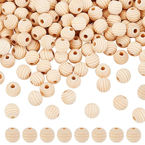 OLYCRAFT 200PCS Threaded Wooden Beads 12mm Beehive Beads Undyed Round Wood Honeycomb Beads Unfinished Threaded Wooden Beehive Spacer Beads Round OLYCRAFT