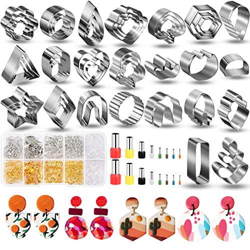 Polymer Clay Cutters for Earrings Making, 705 PCS Set with 49 Shapes Stainless Steel Cutter Tools, 640 Jewelry Accessories, 16 Circle Shape Earring Cruzix