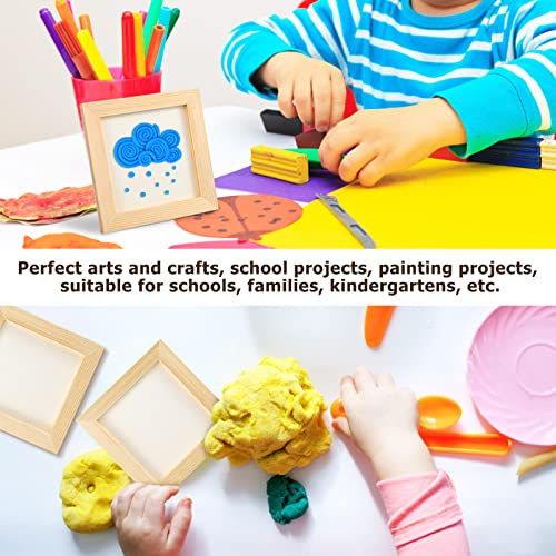 Tofficu 10 Pcs Wooden Picture Frames for Crafts, 4.72X4.72 Unfinished Wooden Frames Paintable Picture Frames, Wood Frames for Crafts Painting Tofficu
