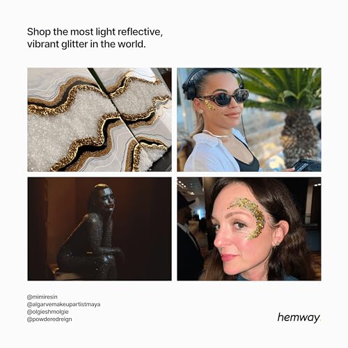 Hemway Gold Glitter Ultrafine 130g/4.6oz Powder Metallic Resin Craft Flake Shaker for Epoxy Tumblers, Hair Face Body Eye Nail Art Festival, DIY Party Hemway