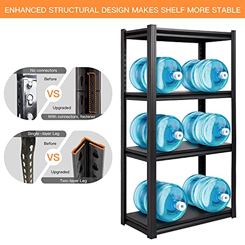 Raybee Garage Shelving Adjustable Storage Shelves 4 Tier Metal Shelving Unit Industrial Metal Shelves for Storage Garage Shelf Storage Rack for Raybee