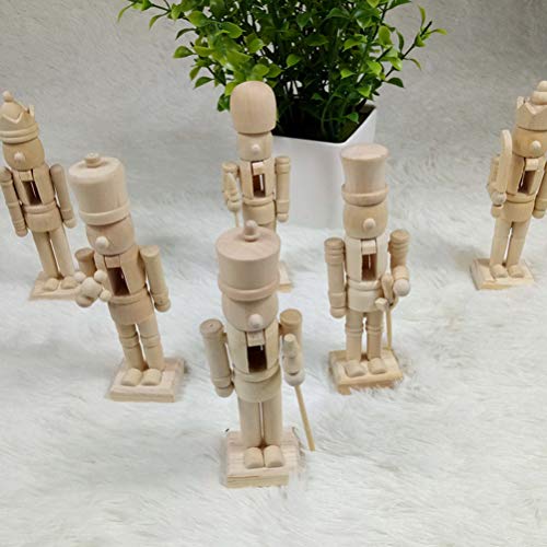 18 Pcs Christmas Puppet Nutcracker Figurine Wood Doll Soldier Decor Wood Nutcracker Unfinished DIY Nutcracker Outdoor Christmas Decorations PartyKindom