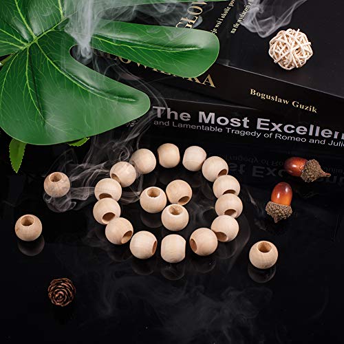 PH PandaHall 120pcs Wooden Beads 20mm Natural Wood Beads Wooden Spacer Beads Macrame Beads Wooden Loose Beads for Christmas Tree Wreath Necklace PH PandaHall