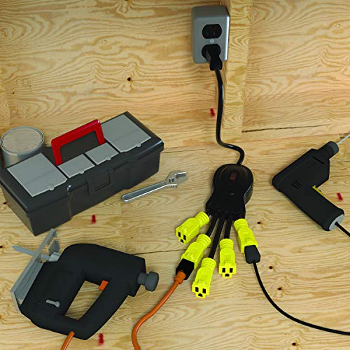 Stanley 31500 PowerSquid 5-Outlet Multiplier (Yellow) Power Cords Stanley