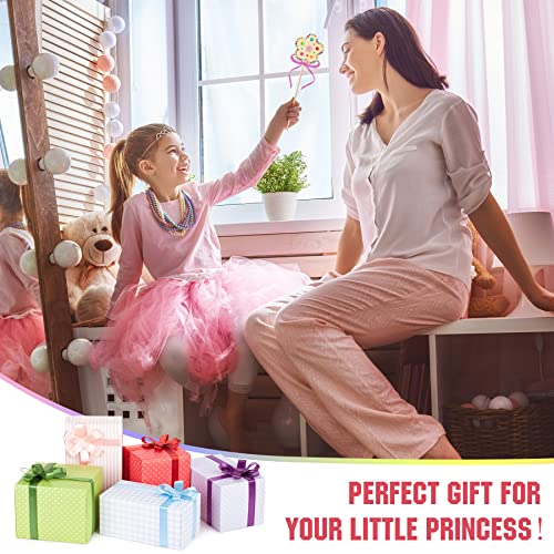 OPUHOHR 18 Sets Wood Fairy Wands Craft Project Kits, Princess Fairy Wands Kit with Gem Stickers, Ribbons Unfinished Wooden DIY Magical Wand, DIY OPUHOHR