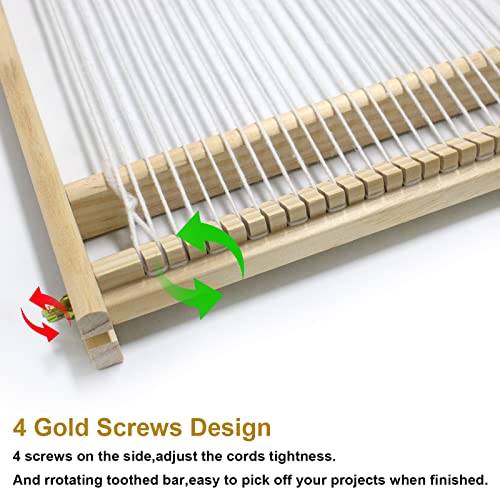 Sawvolker Weaving Loom Kit for Adult,Wooden Multi-Craft Loom for Kids Beginners Seniors,with Weaving Shuttles Heddle Bar,DIY Tapestry Table Looms Sawvolker