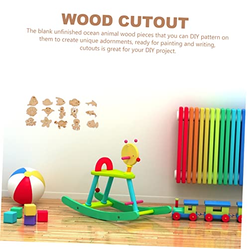 EXCEART 100pcs Marine Animal Wood Chips Mini Animals Natural Wood Slices Wood Earrings Fish Wood Sign Coastal Wood Cutout Unfinished Wood Slice Wood EXCEART