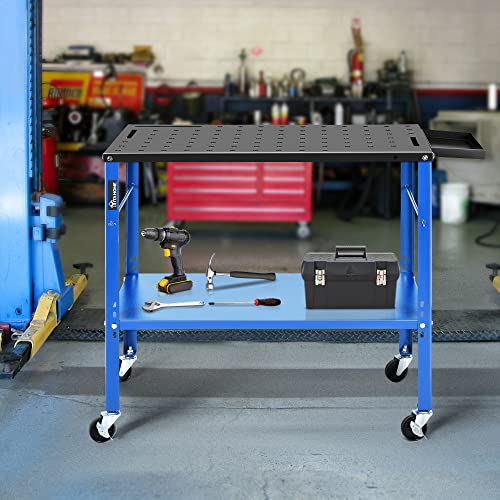 YITAHOME Portable Welding Table, 36" x 18" Welding Table Top with 5/8" Holes, Casters with Brakes, 1200lb Load Capacity Metal Welding Bench, Extra YITAHOME