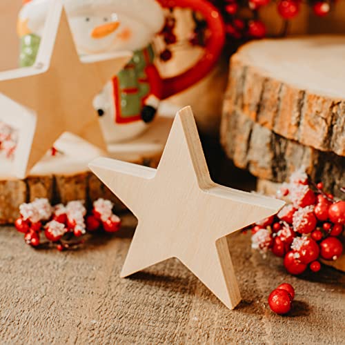 Chunky Wood Stars for Crafts 4-inch, Pack of 10 Wooden Craft Shapes for July 4th & Christmas Bulletin Board Decorations, by Woodpeckers Woodpeckers